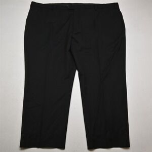 Pronto Uomo 50x29 Black 100% Wool Flat Front Suit Trouser Dress Mens Pants